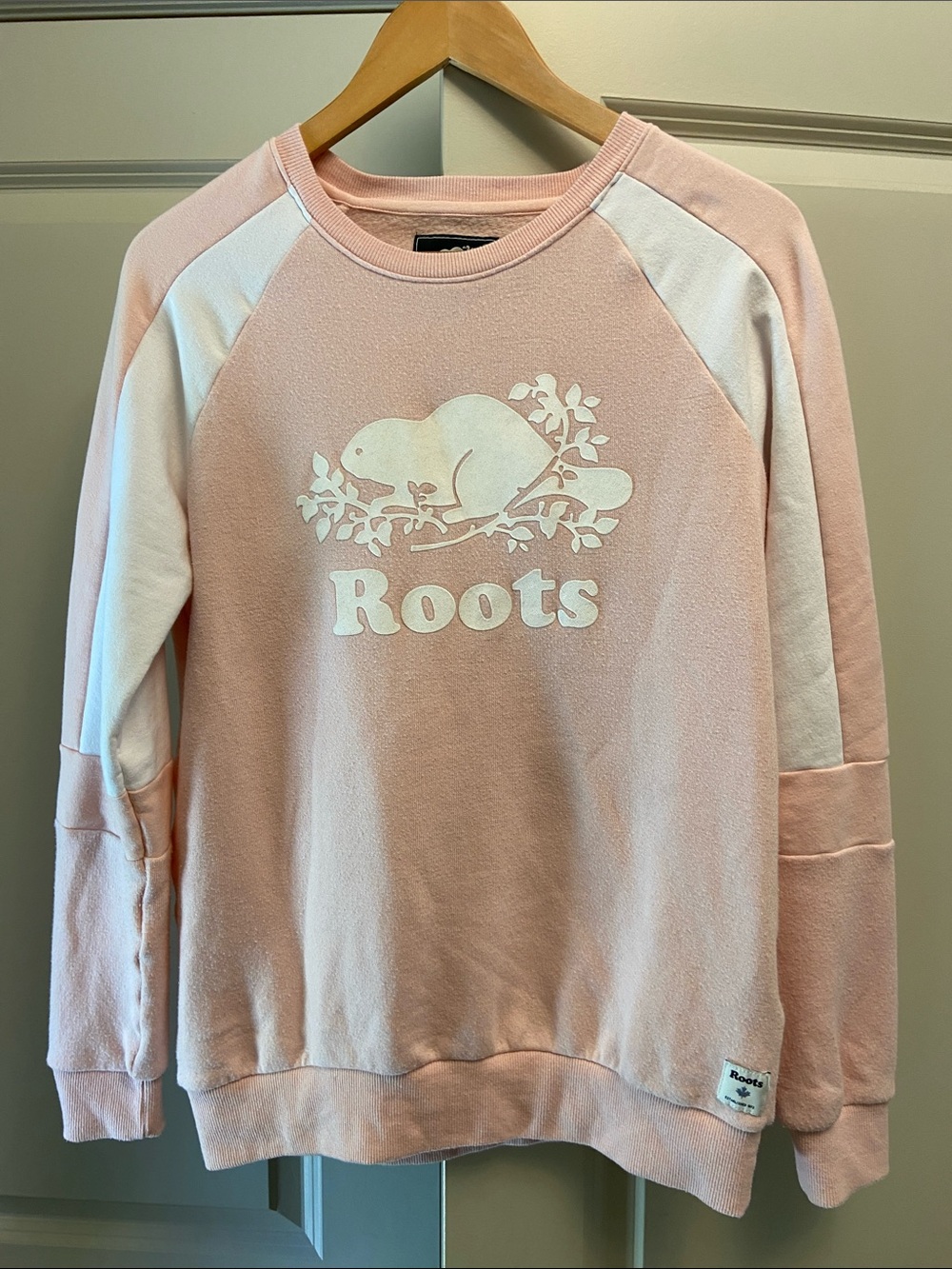 Roots Pink Crewneck Sweatshirt with White Logo